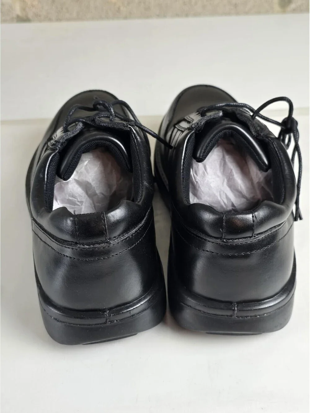 Soft Stags Mens 8.5D Black Faux Leather Work Shoes Walking Oxford Sneaker Casual